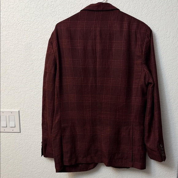 Brunello Cucinelli Dark Red Plaid Blazer - Picture 4 of 16